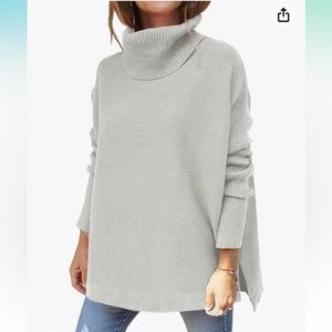LILLUSORY Women's Turtleneck Oversized Sweaters - Silver